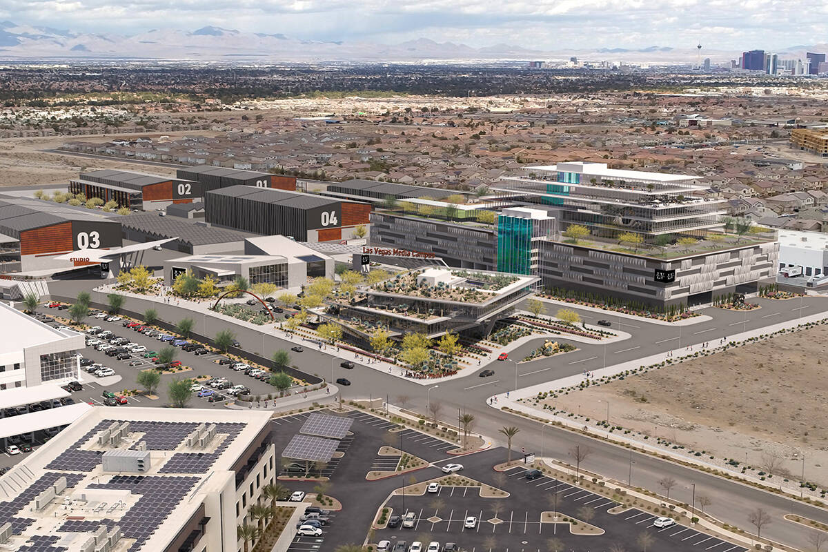 This aerial rendition shows the proposed Nevada Studios Campus, set to be located on the UNLV-o ...
