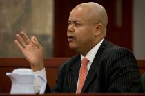 Malcolm LaVergne testifies during an evidentiary hearing in Clark County District Court in May ...