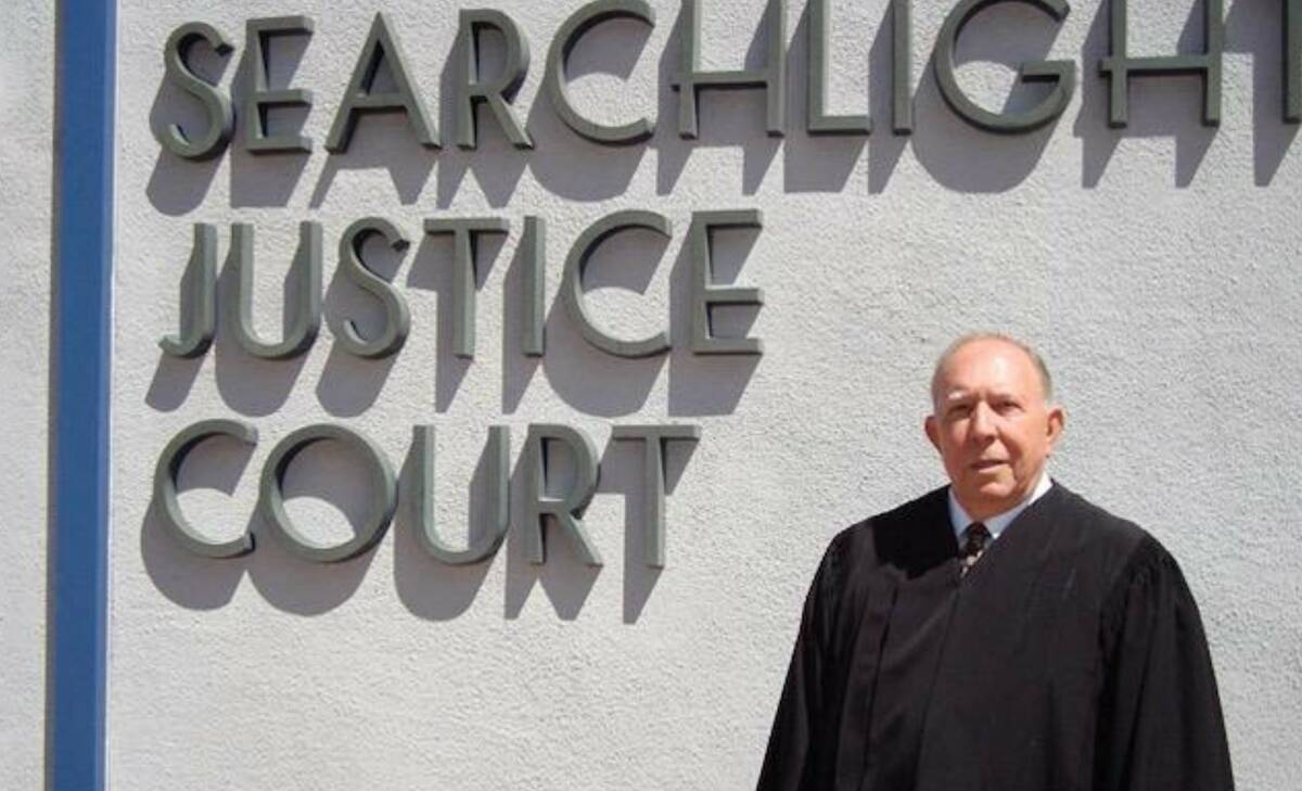 Stan Colton, then justice of the peace in Searchlight, stands outside Searchlight Justice Court ...