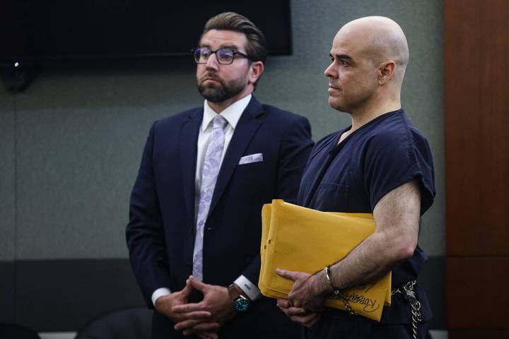 Attorney Michael Horvath stands next to his client Robert Telles, the former public official ac ...