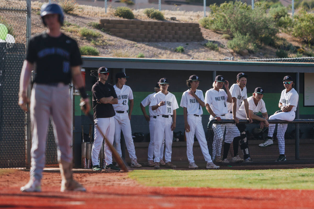 Palo Verde players watch from the dug out during a baseball game between Sierra Vista and Palo ...