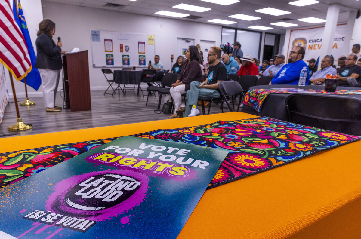 Alicia Nunez speaks during the 2024 Latino Loud nonpartisan voter registration, engagement and ...