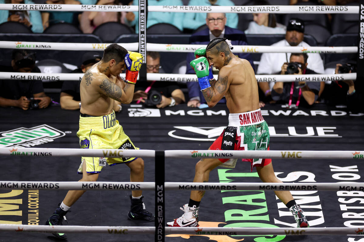 Mario Barrios, right, faces Fabián Maidana in a WBC interim world welterweight title boxin ...