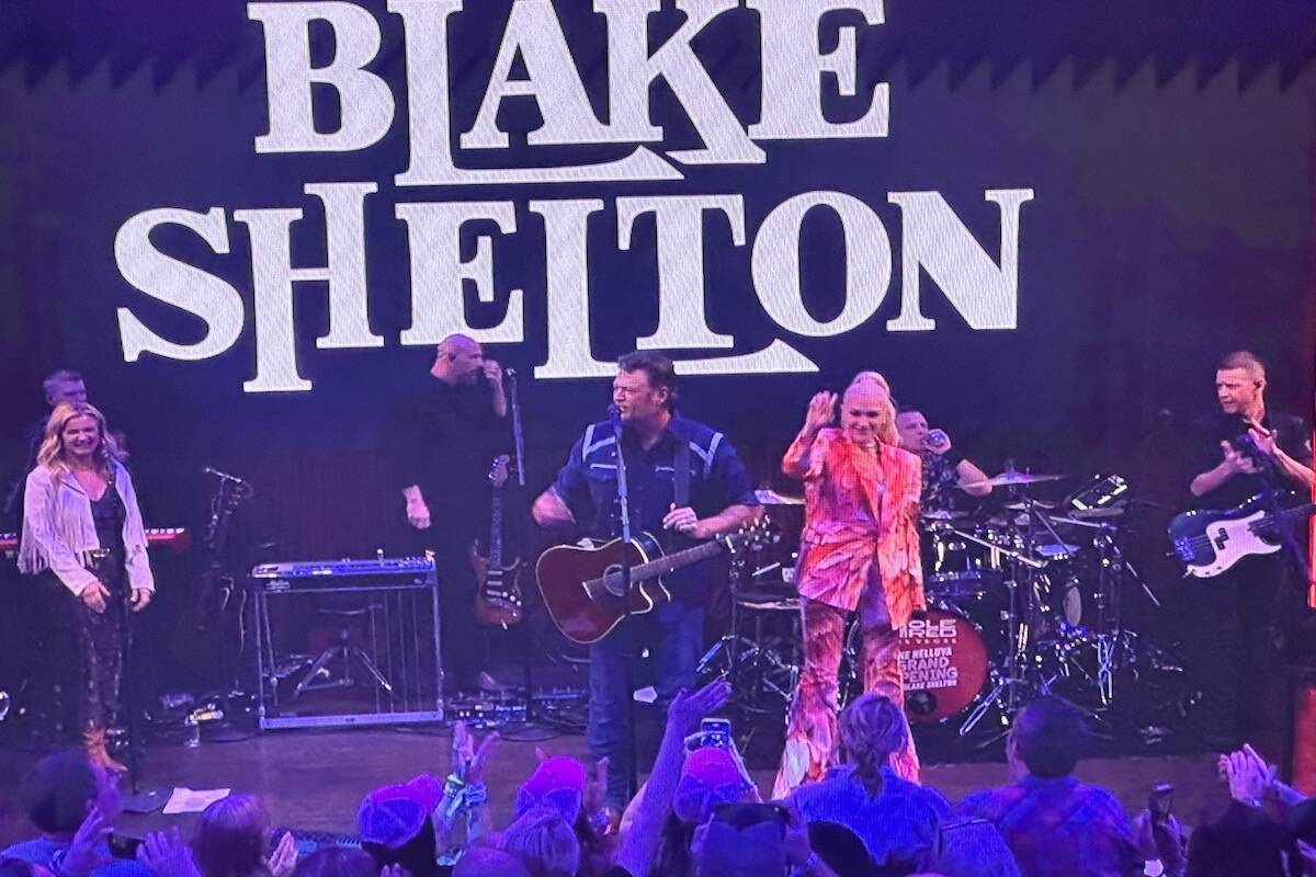 Blake Shelton and Gwen Stefani appear at the grand opening of Ole Red Las Vegas on Tuesday, Apr ...