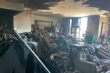 A person who died was found in this fire-damaged room on Monday, May 6, 2024, according to the ...