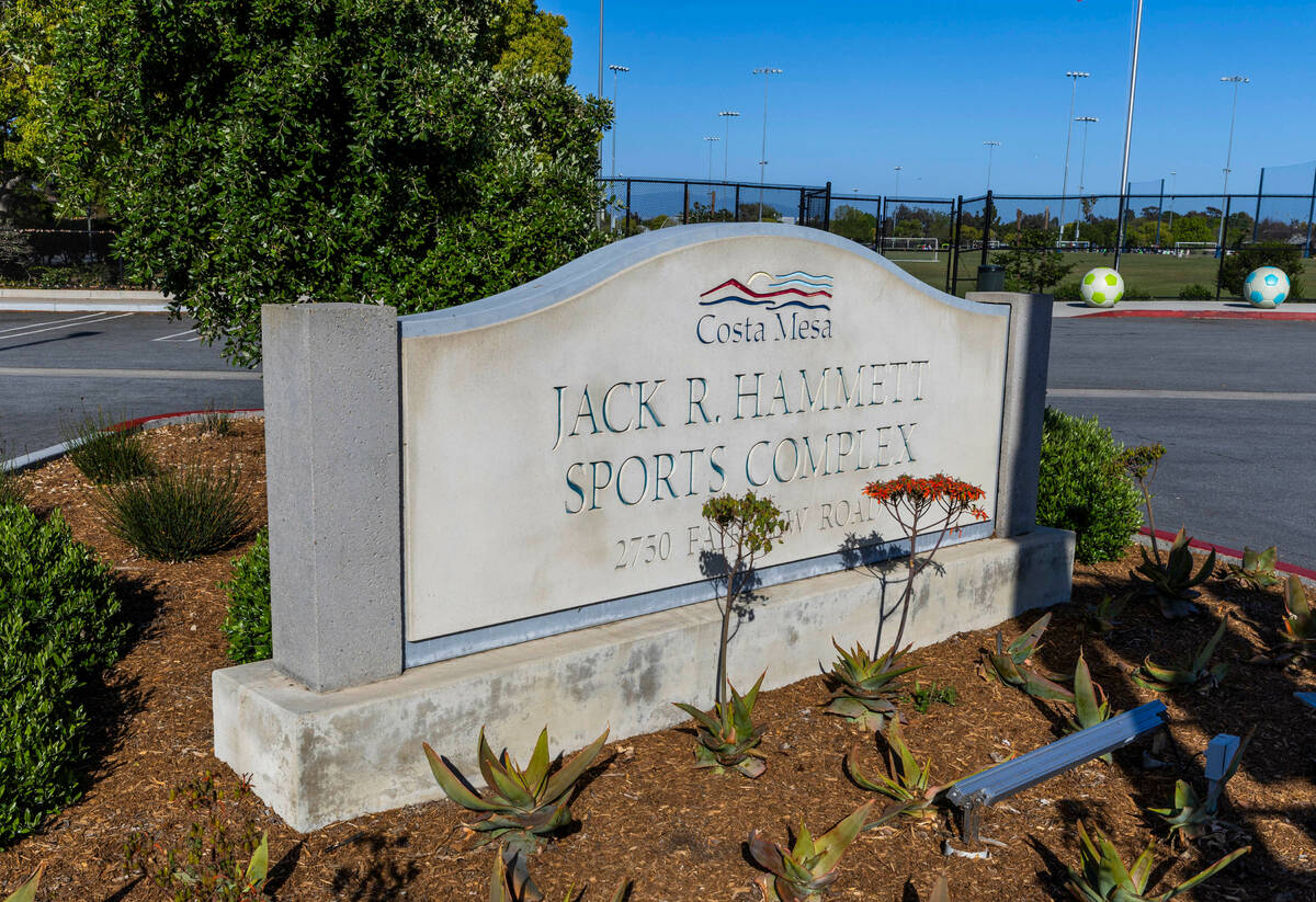 Entrance to the Jack Hammett Sports Complex as the City of Costa Mesa discusses whether to star ...