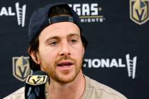Golden Knights right wing Jonathan Marchessault speaks during team's exit interviews at City N ...