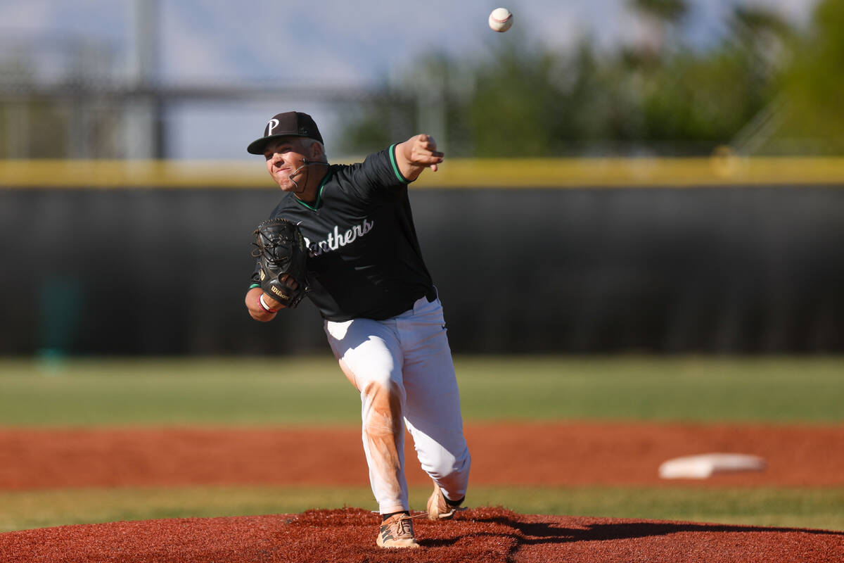 Palo Verde pitcher Tanner Johns (21) throws to Coronado during a Class 5A high school baseball ...