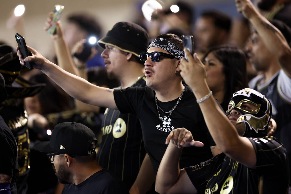 Los Angeles FC fans cheer for their team during the first half of a U.S. Open Cup round of 32 s ...