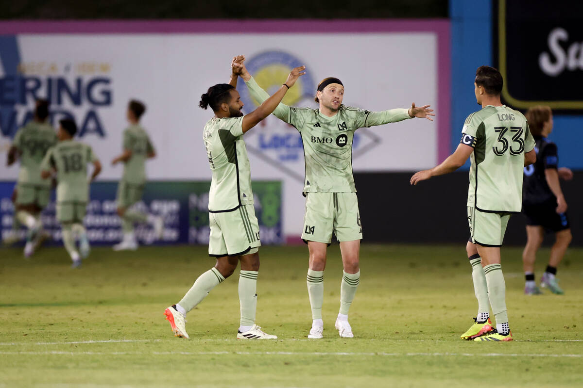 Los Angeles FC celebrates after scoring during the second half of a U.S. Open Cup round of 32 s ...