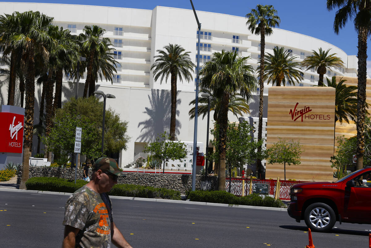Exterior signage of Virgin Hotels Las Vegas pictured, on Thursday, May 9, 2024, in Las Vegas. ( ...