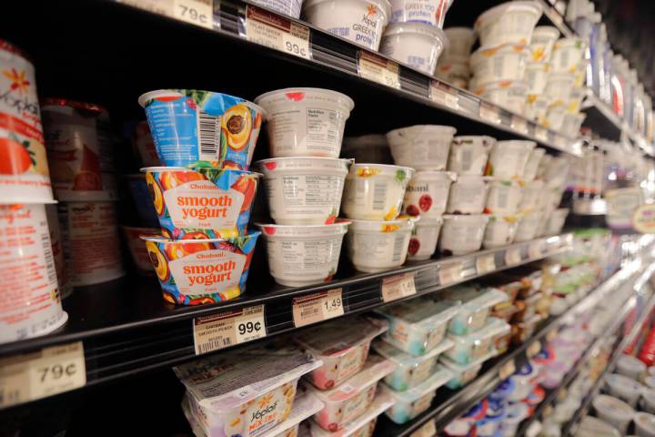 FILE - Yogurt is displayed for sale at a grocery store in River Ridge, La. on July 11, 2018. Yo ...