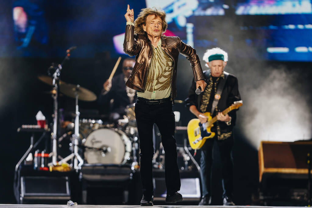 The Rolling Stones perform during their “Hackney Diamonds” tour at Allegiant Stad ...