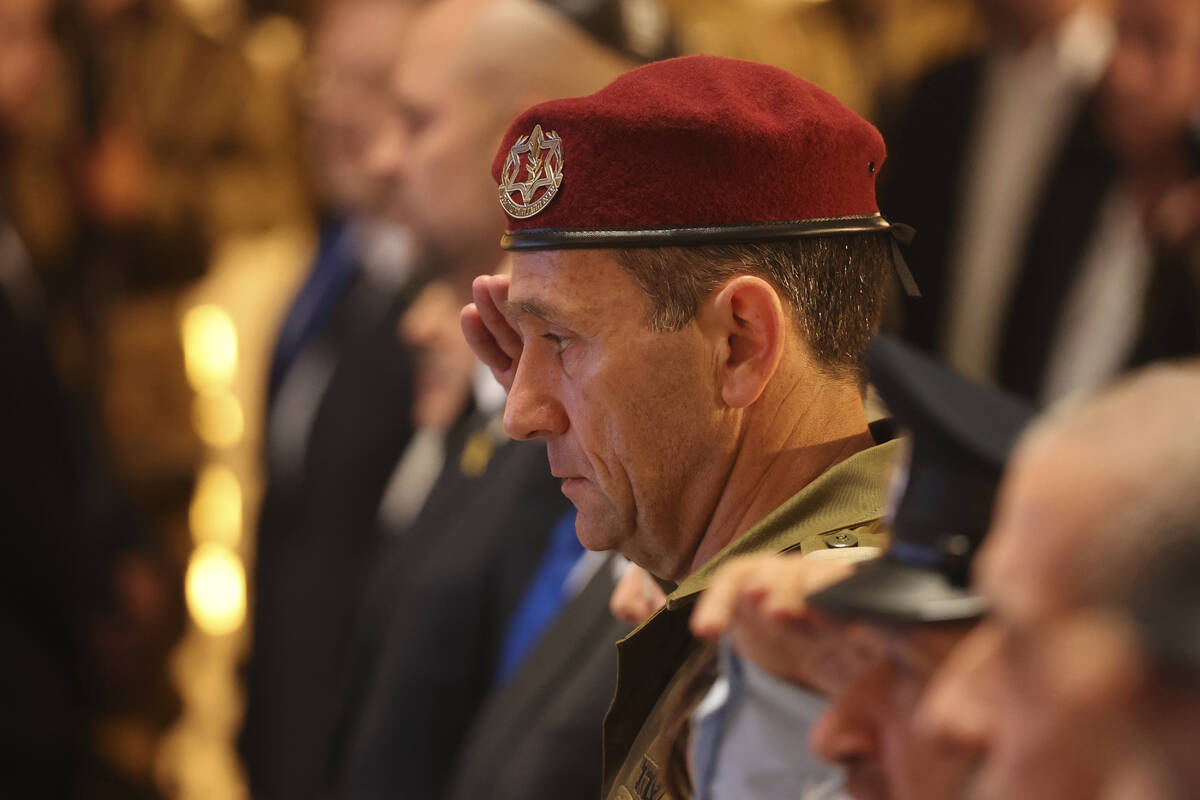 Israeli army chief Herzi Halevi attends a ceremony marking Memorial Day for fallen soldiers of ...