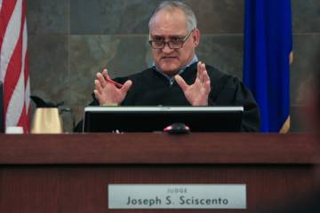 Judge Joseph S. Sciscento during a bail hearing at the Regional Justice Center in Las Vegas on ...