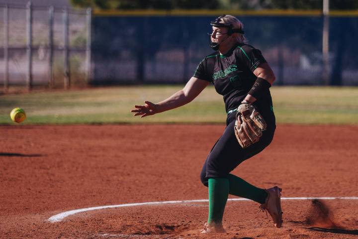 Palo Verde pitcher Bradi Odom (13) pitches the ball during a Class 5A Southern Region high scho ...