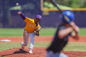 Durango pitcher Xander Mercurius (7) throws to Sierra Vista during a Class 4A high school state ...