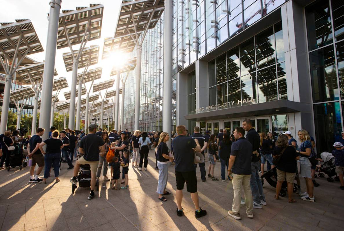 Supporters of a proposed Church of Jesus Christ of Latter-day Saints temple gather outside of L ...