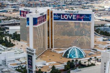 The Mirage in Las Vegas is seen in an aerial photo Saturday, Jan. 20, 2018. (Las Vegas Review- ...