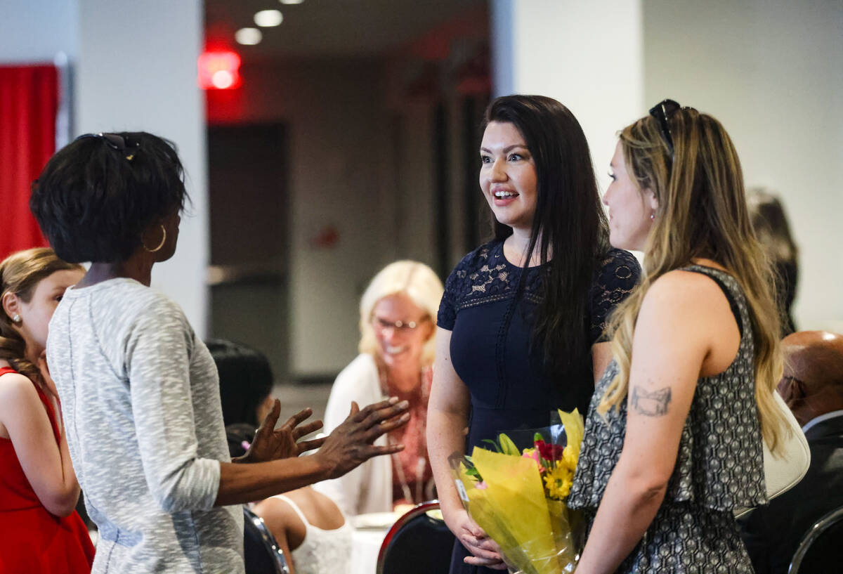 Guests mingle before the Las Vegas Review Journal’s Academic Excellence Awards ceremony ...