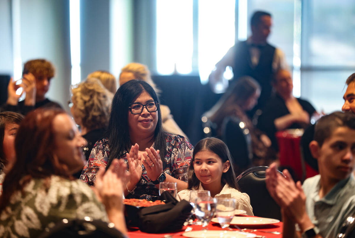 The audience applauds a speaker at the Las Vegas Review Journal’s Academic Excellence Aw ...