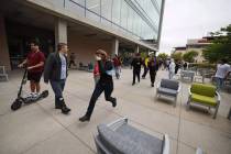 People leave the protest area at the University of California, Irvine, on Wednesday, May 15, 20 ...