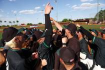 Palo Verde celebrates after winning a Class 5A baseball state tournament game against Coronado ...