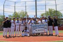 Durango's baseball team celebrates winning the 4A Nevada state title Saturday at Faith Lutheran ...