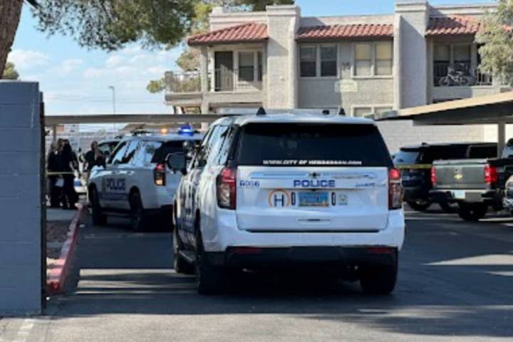Henderson police investigate a suspected murder-suicide at an apartment complex on May 19, 2024 ...