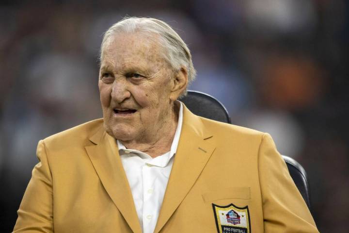 Raiders Hall of Fame center Jim Otto on the field during a halftime ceremony during an NFL game ...