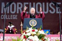 President Joe Biden speaks to graduating students at the Morehouse College commencement Sunday, ...