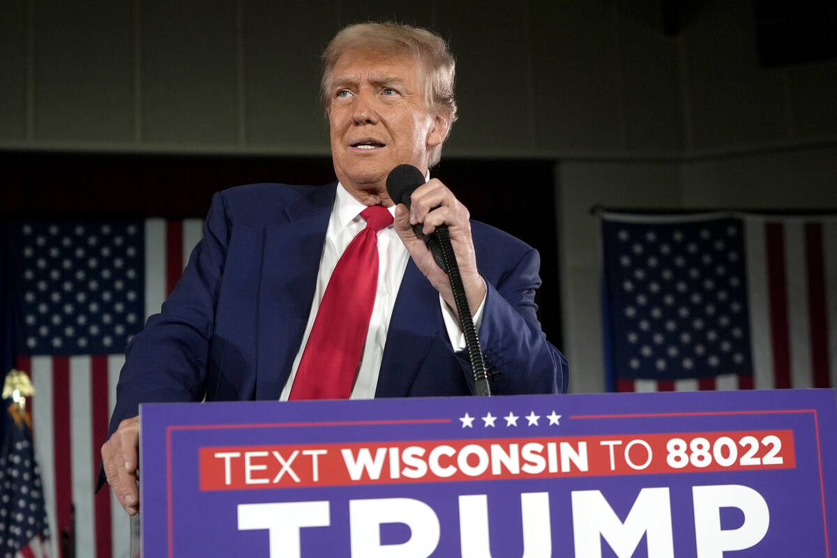 Donald Trump speaks at a campaign rally, May 1, 2024, in Waukesha, Wis. (AP Photo/Morry Gash)