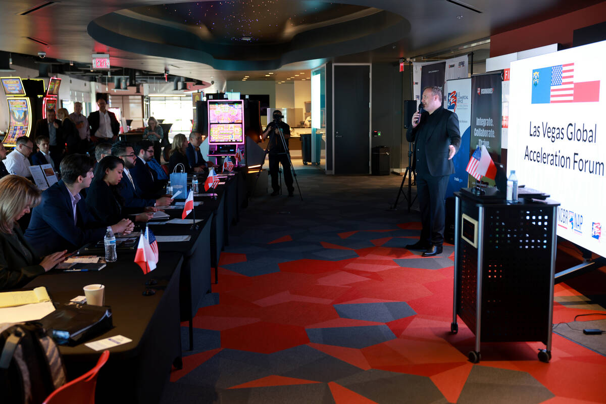 Rafael Kartaszynski, CEO and founder of VisionariesNV, speaks during Las Vegas Global Accelerat ...