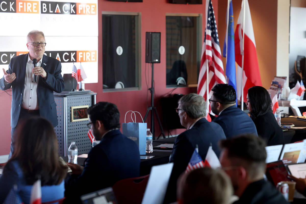 Powel Pietrasienski with Granite Landings speaks during Las Vegas Global Acceleration Forum at ...