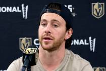 Golden Knights right wing Jonathan Marchessault speaks during team's exit interviews at City Na ...