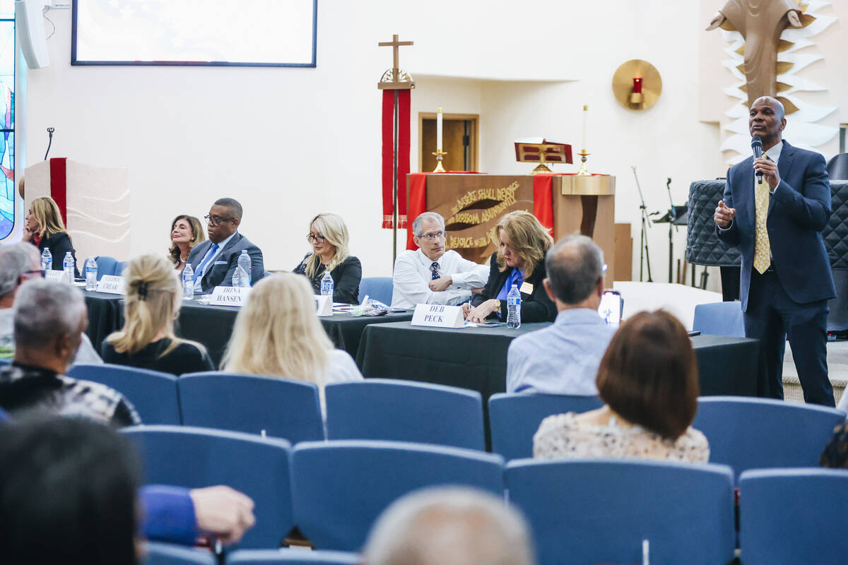 Mayoral candidate William Walls speaks during a forum for the candidates running for mayor at t ...