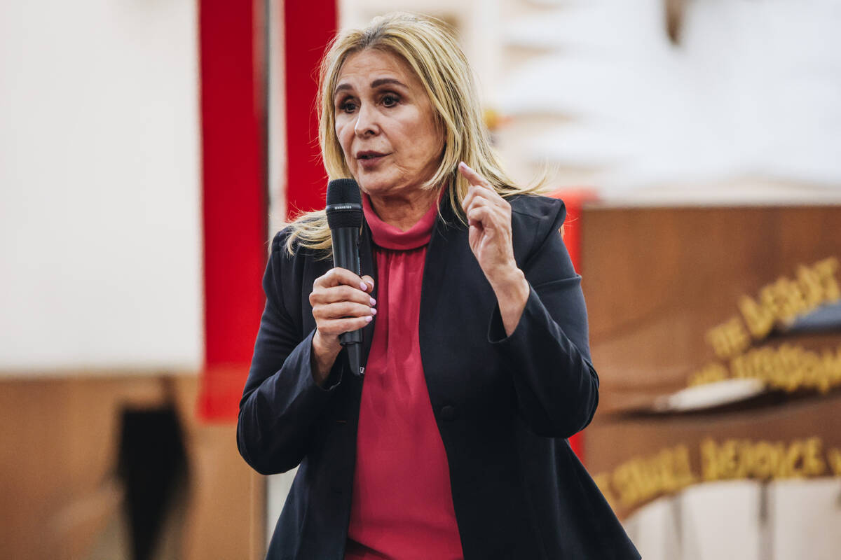 Mayoral candidate and Las Vegas City councilwoman Victoria Seaman speaks during a forum for the ...