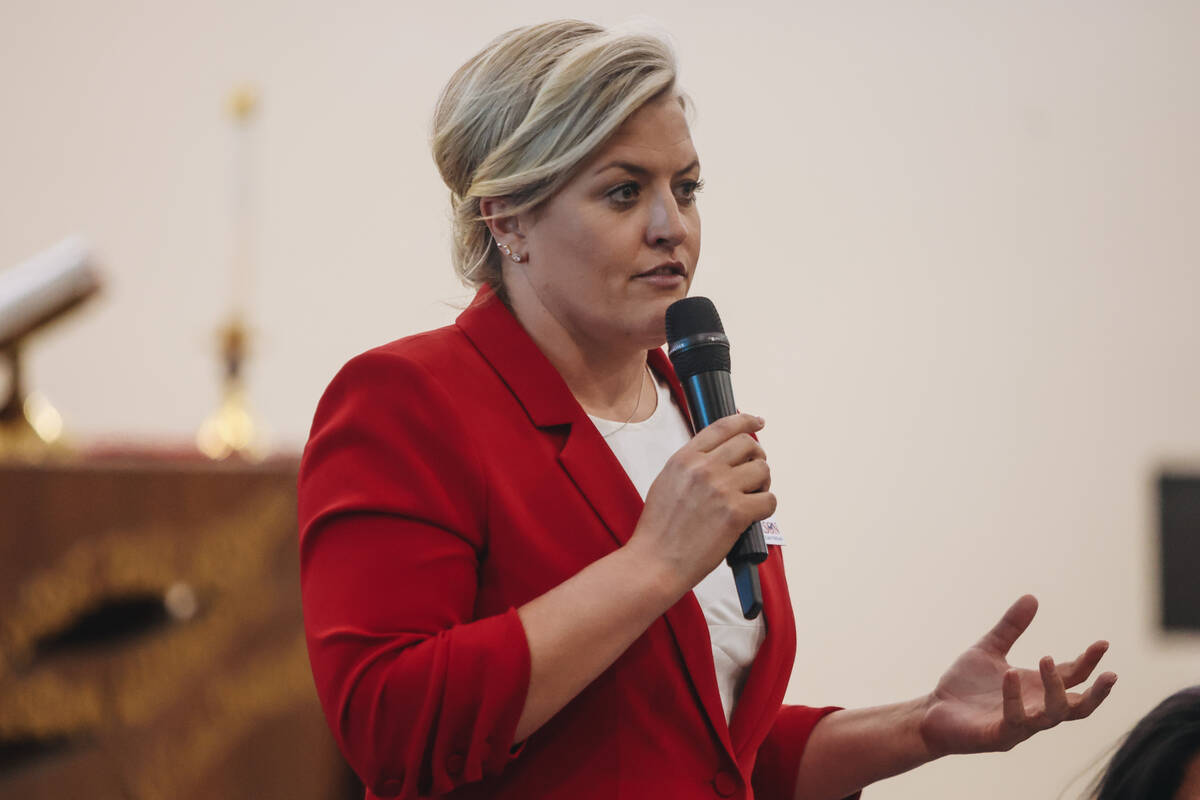 Mayoral candidate Tera Anderson speaks during a forum for the candidates running for mayor at t ...