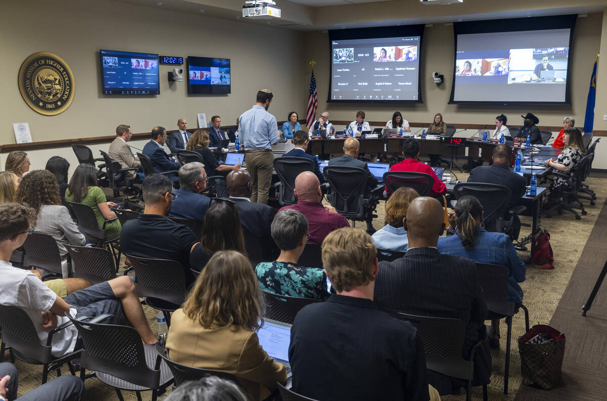 Another individual speaks during public comment at the NSHE Board of Regents meeting where pro- ...