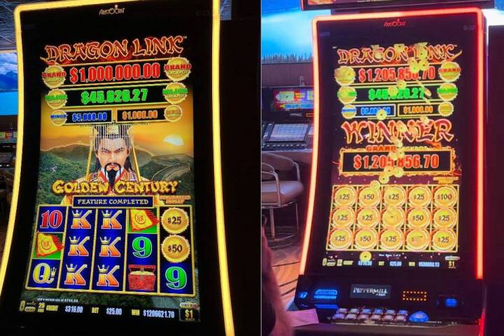 A lucky slots player turned a $25 bet into a record-setting jackpot at a casino in Nevada. (Cou ...