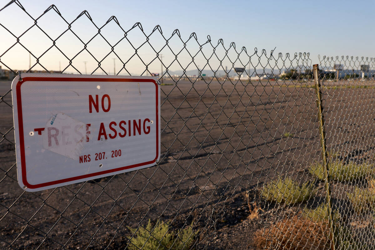 Forty-two acres of land owned by UNLV along Tropicana Avenue near Koval Lane just north of Harr ...