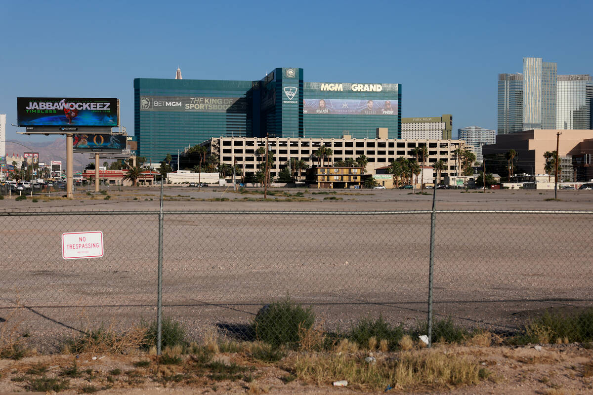 Forty-two acres of land owned by UNLV along Tropicana Avenue near Koval Lane just north of Harr ...