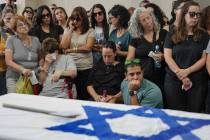Mourners attend the funeral of Michel Nisenbaum, who was killed during Hamas' Oct. 7 attack and ...
