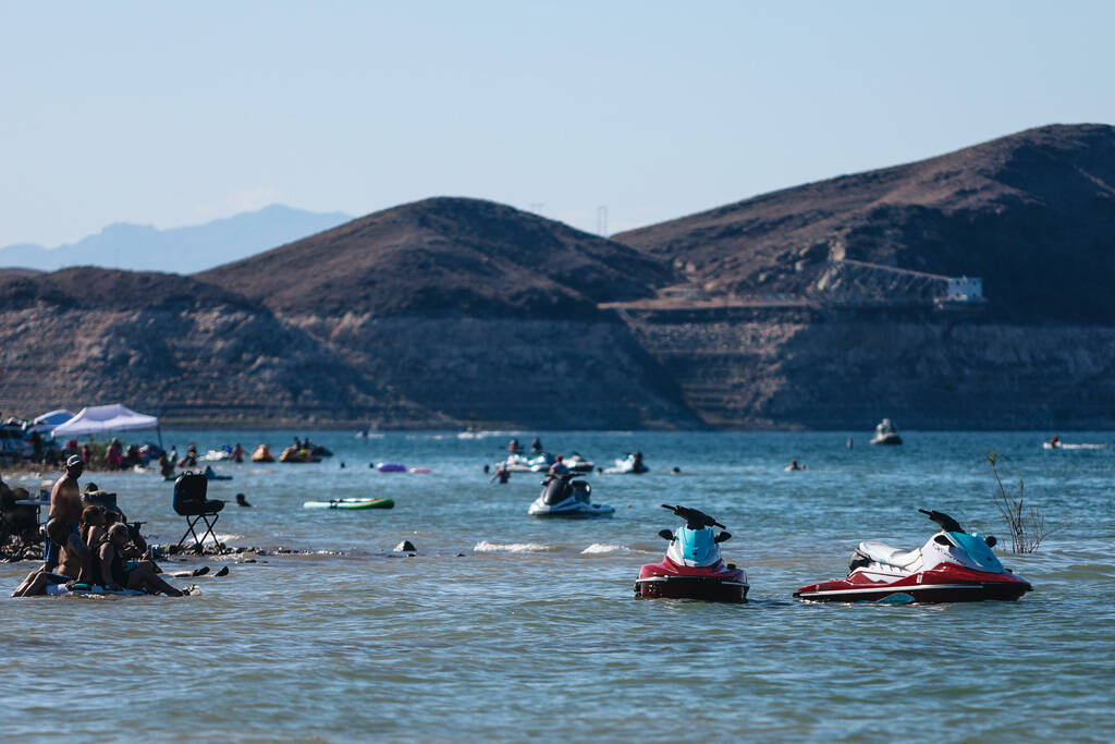 People enjoy the water during Memorial Day weekend at Lake Mead National Recreation Area on Sun ...