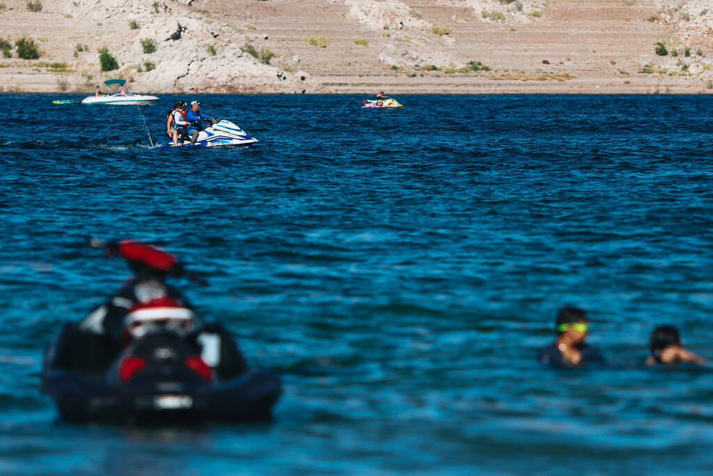 People enjoy the water during Memorial Day weekend at Lake Mead National Recreation Area on Sun ...