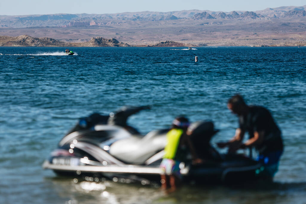 People enjoy the water during Memorial Day weekend at Lake Mead National Recreation Area on Sun ...