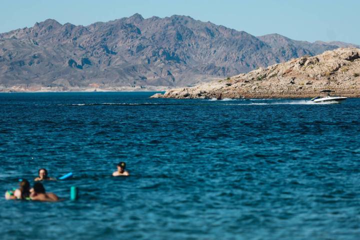 People enjoy the water during Memorial Day weekend at Lake Mead National Recreation Area on Sun ...