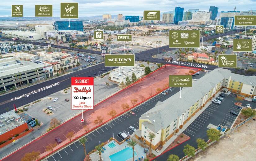 An overview of the site of the new strip mall being planned for 4080 Paradise Road. (Colliers I ...