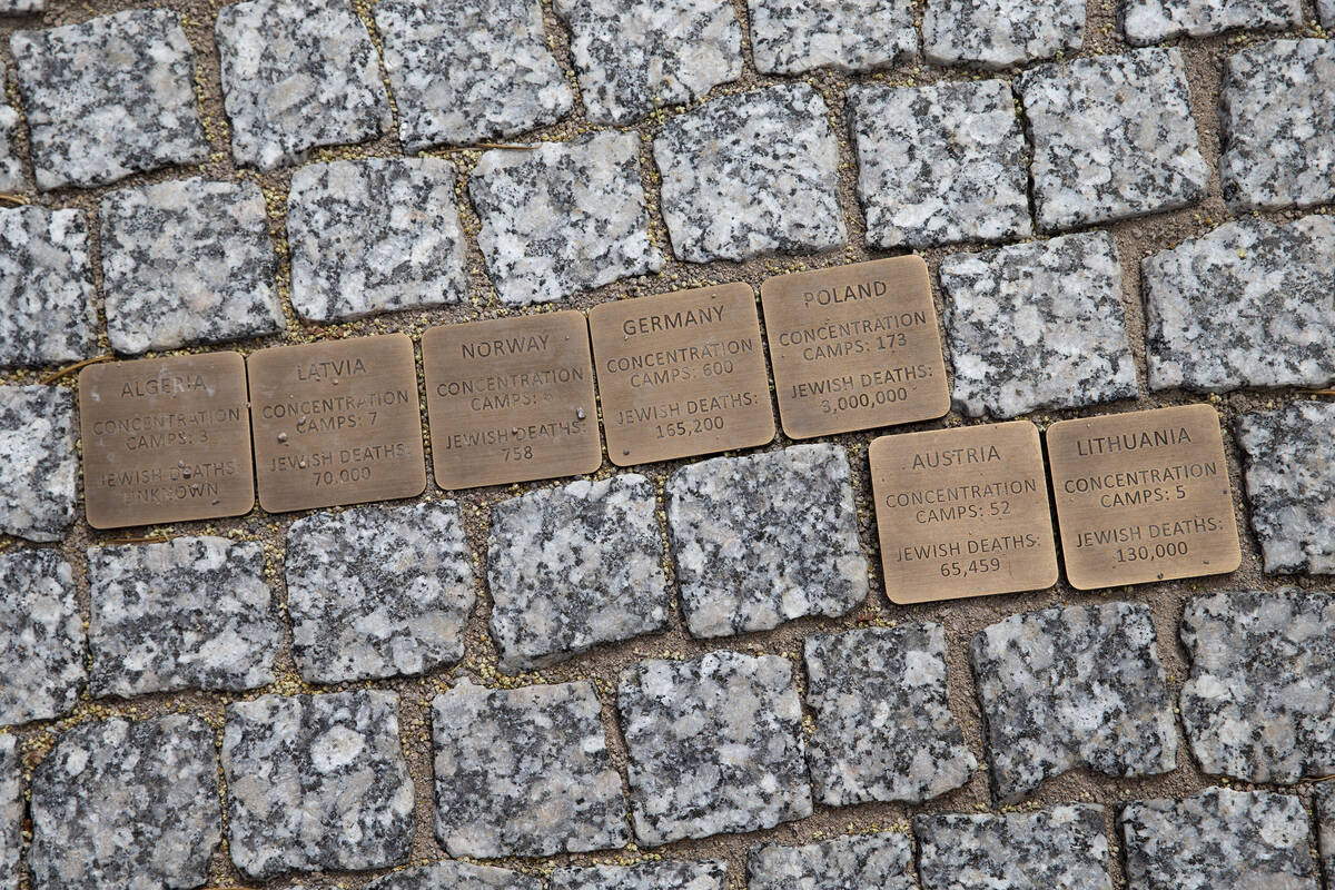 The first Holocaust Memorial Plaza in Nevada is seen during a media preview at King David Memor ...