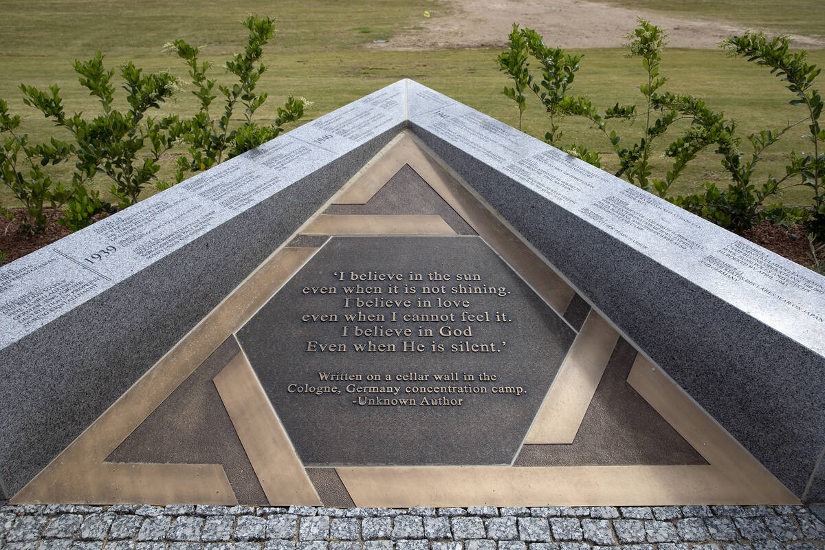 The first Holocaust Memorial Plaza in Nevada is seen during a media preview at King David Memor ...